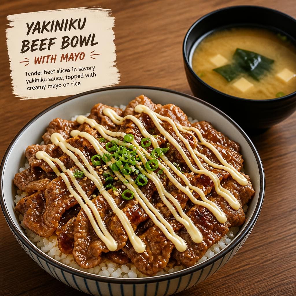 Yakiniku Beef Bowl With Mayo Yakiniku Like